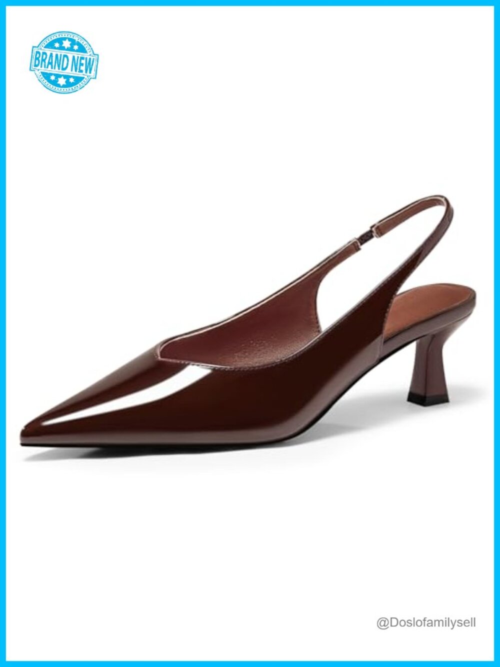 Kitten Heel Slingback Pointed Toe Faux Leather Pumps for Women
